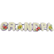 A long, horizontal sympathy tribute spells out the word "GRANDPA" in large, three-dimensional letters, each one appearing like a soft cushion of flowers against a bright white background. The letters are completely covered with masses of small white chrysanthemums, the petals tightly packed to give a plush, velvety surface that feels both gentle and reassuring, like a comforting embrace. Subtle ribbons in pale lavender run around the base of each letter, creating a fine lilac outline that helps define the shapes while maintaining a calm, understated palette. Slender dark green bars connect and support the letters, mostly hidden but hinting at the structure that keeps the tribute strong and steady, much like the quiet support of family gathering in Bracknell during a time of loss. Four of the letters feature carefully arranged sprays of contrasting flowers to add colour and individuality. At the "G", a striking spray of deep red anthuriums stands out, their shiny, heart-shaped spathes and central yellow spadices framed by glossy green foliage. The first "A" is adorned with yellow-green orchids, their delicate, exotic blooms and arching stems tucked into lush leaves. The "D" repeats the dramatic red anthuriums, balancing the composition, while the final "A" mirrors the first with another cluster of fresh yellow-green orchids. Altogether, the tribute feels like a bespoke piece created by an experienced local florist, suitable for a funeral service, graveside moment, or celebration of life, sharing a message of love, remembrance, and gratitude for a much-loved grandfather who will be deeply missed in the Bracknell community.