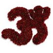 A striking, tactile depiction of the number thirty-three (33) formed from a dense cascade of tiny, dark red, almost maroon granules that shimmer like confectionery sugar or decorative sprinkles. From a florist's vantage, the surface reads as both precise and hand-finished: countless minute crystals are clustered tightly to trace the two rounded '3's, their uneven tops catching the light to create delicate highlights and soft shadows that give each curve a faintly metallic sheen. The rich, warm red shifts between deep cherry and garnet depending on the angle, while the white backdrop exaggerates the colour's intensity and the number's crisp silhouette. A soft, diffused gray shadow beneath the composition makes the numerals appear barely lifted from the surface, as if they hover above a clean tabletop in a studio or patisserie. The texture suggests discretion between edible craft and decorative art-perhaps sugar, fine glitter, or tiny beads-inviting a sensory imagining of a faint sweet scent or the dry, peaceful sound of handfuls of granules settling. This image evokes celebration, exact counting, or a commemorative figure: a 33rd birthday cake topping, a stately product count, a chapter marker, or a precise data point in an illustrated article. As a Bracknell florist describing it for a client, I picture this number on a white counter in The Lexicon, near artisan bakeries and market stalls, marrying the meticulous patience of confectionery with floral sensibility. The overall mood is festive, exacting, and slightly nostalgic-a small monument to a meaningful thirty-three.
